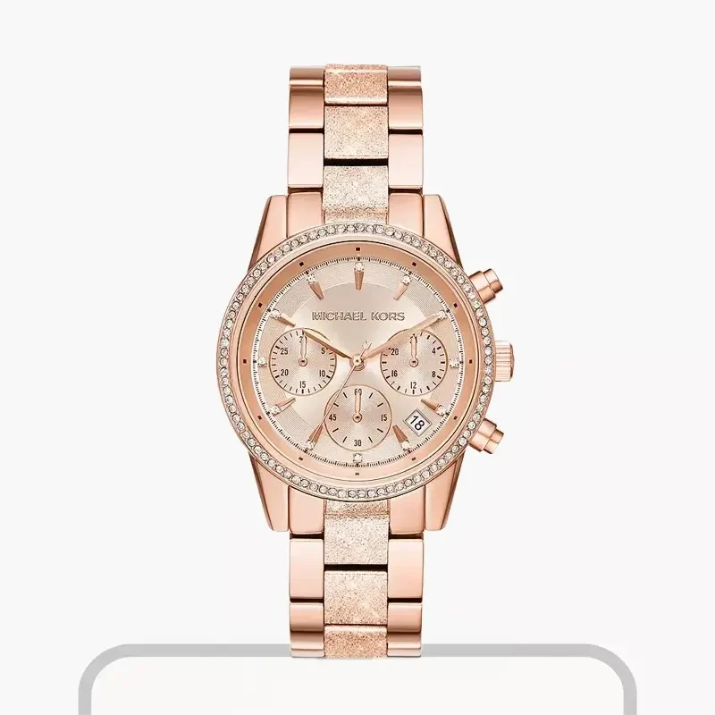 Michael Kors Ritz Chronograph Rose Gold-tone Ladies Watch- MK6598